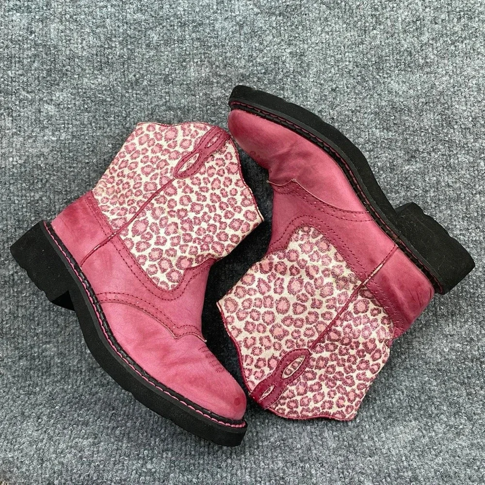 ROPER KIDS PINK LEOPARD ANIMAL PRINT GLITTER BOOTS WESTERN COUNTRY RODEO COWGIRL